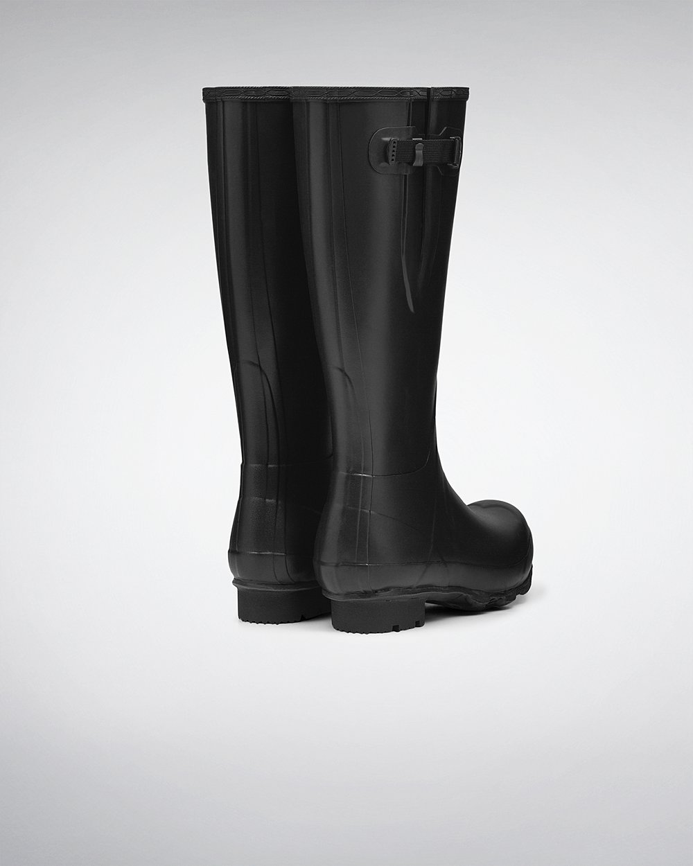 Mens Tall Rain Boots - Hunter Norris Field Side Adjustable (23IPJZSGT) - Black